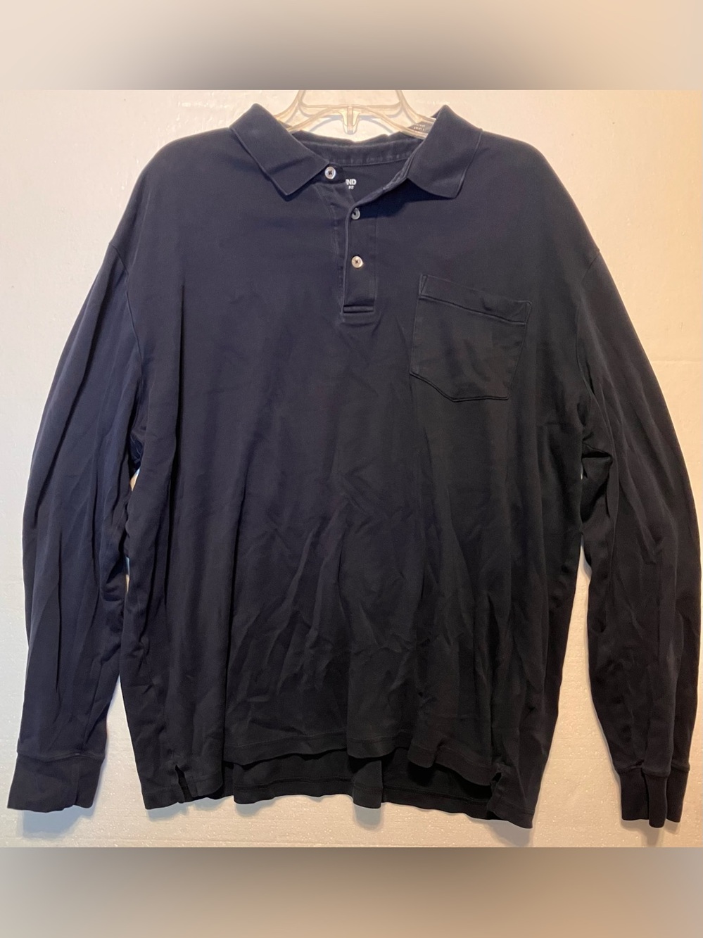Lands' End 2XLT Long-Sleeve Polo Shirt -Navy